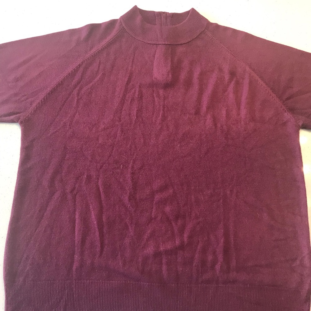 Mock Neck Plum Short Sleeve Sweater 1X